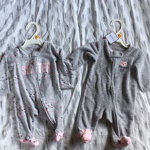 Set of 2 NB Baby Girls Footies